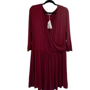 Verona Couture romper, long sleeve, criss cross front, cranberry, size 1X